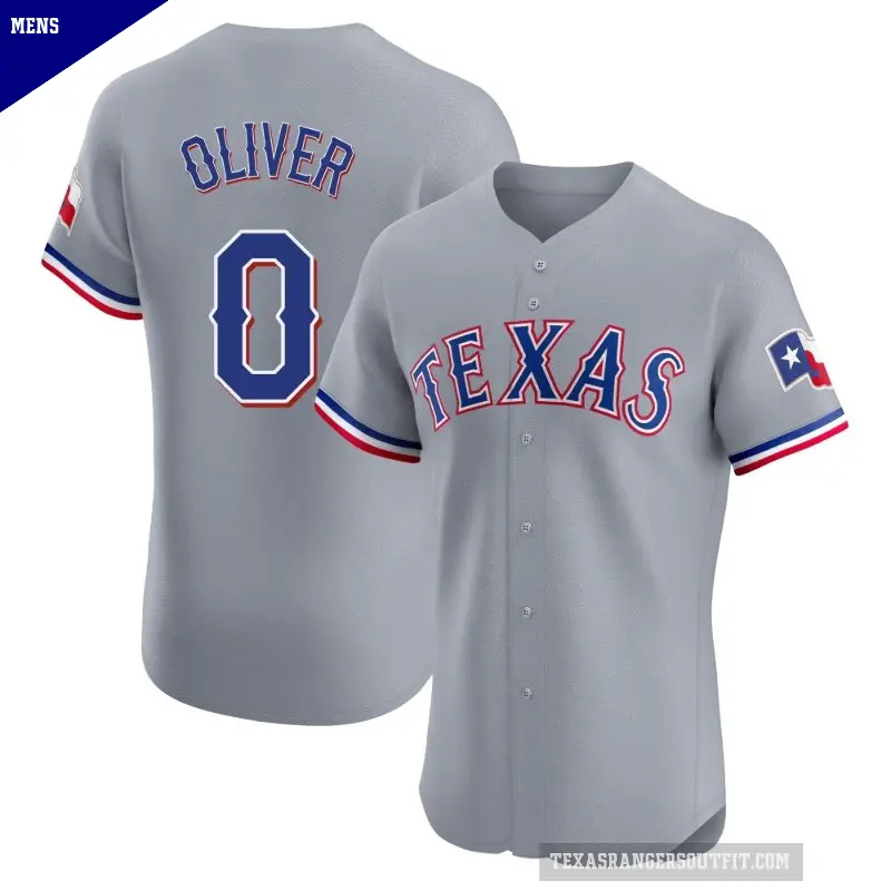 Men's No.0 Al Oliver Texas Rangers Gray Elite Road Jersey