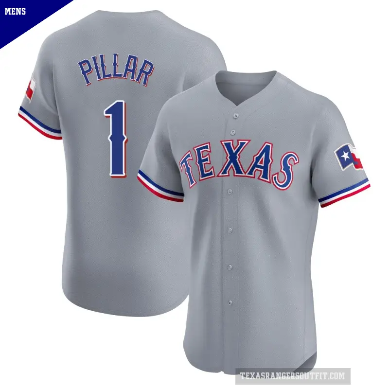 Men's No.1 Kevin Pillar Texas Rangers Gray Elite Road Jersey
