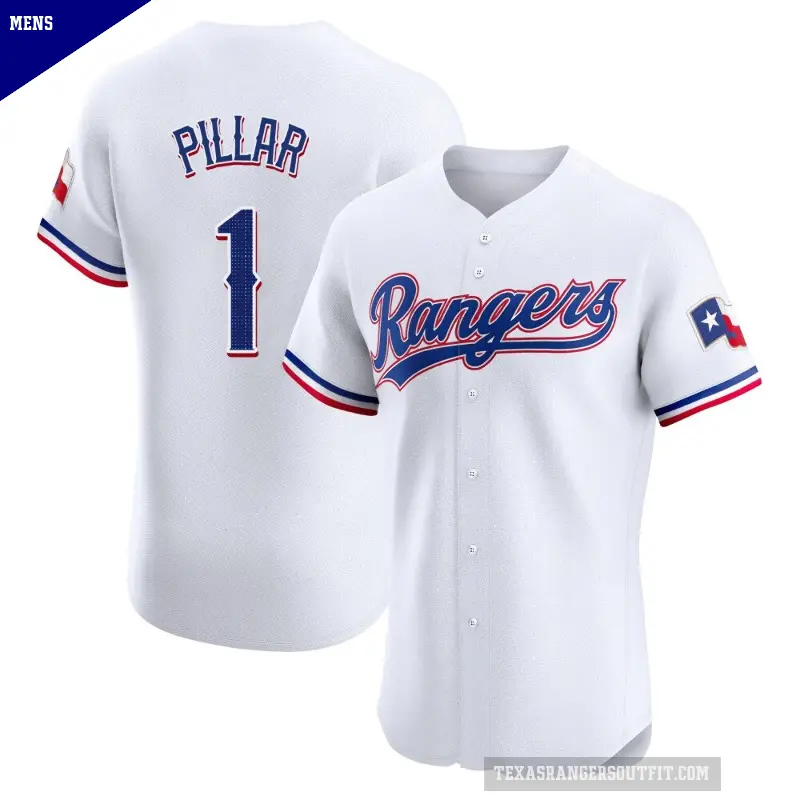 Men's No.1 Kevin Pillar Texas Rangers White Elite Home Jersey