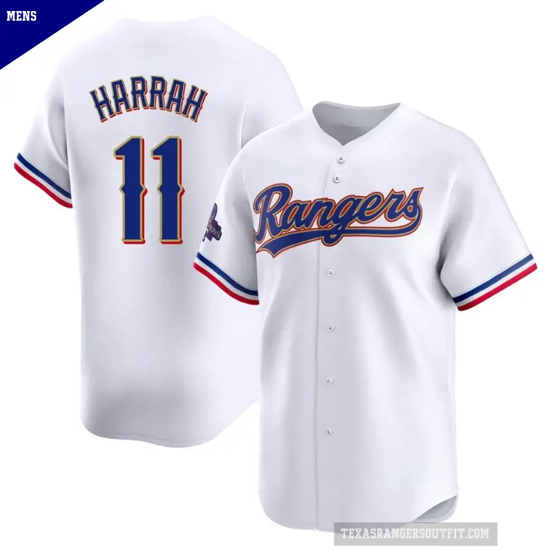 Men's No.11 Toby Harrah Texas Rangers Gold Limited White 2024 Collection Jersey