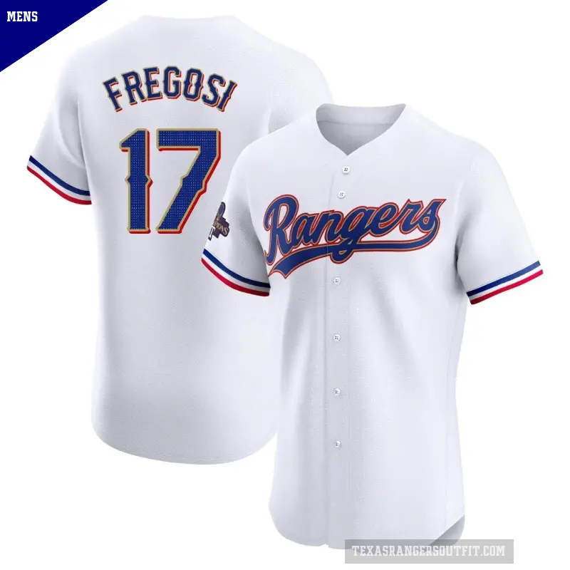 Men's No.17 Jim Fregosi Texas Rangers Gold Elite White 2024 Collection Jersey