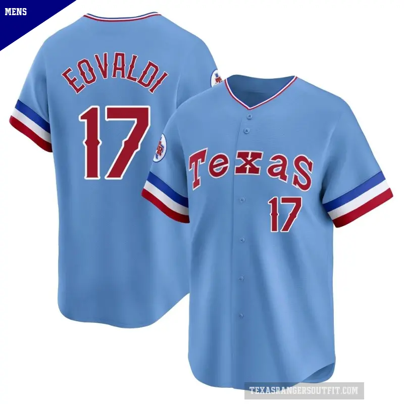Men's No.17 Nathan Eovaldi Texas Rangers Light Blue Limited Cooperstown Collection Jersey