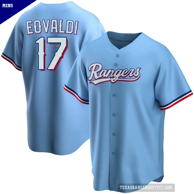 Men's No.17 Nathan Eovaldi Texas Rangers Light Blue Replica Alternate Jersey