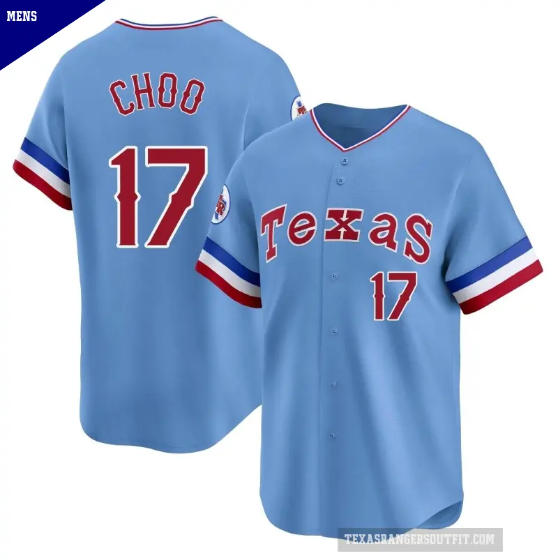 Men's No.17 Shin-Soo Choo Texas Rangers Light Blue Limited Cooperstown Collection Jersey