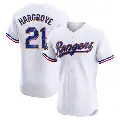 Men's No.21 Mike Hargrove Texas Rangers Gold Elite White 2024 Collection Jersey