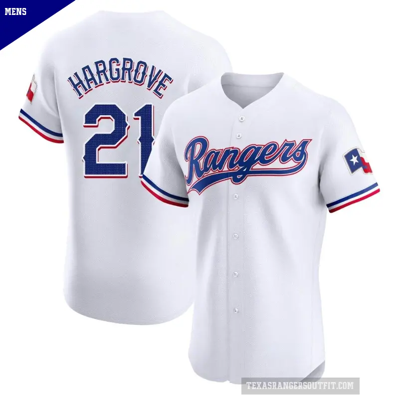 Men's No.21 Mike Hargrove Texas Rangers White Elite Home Jersey
