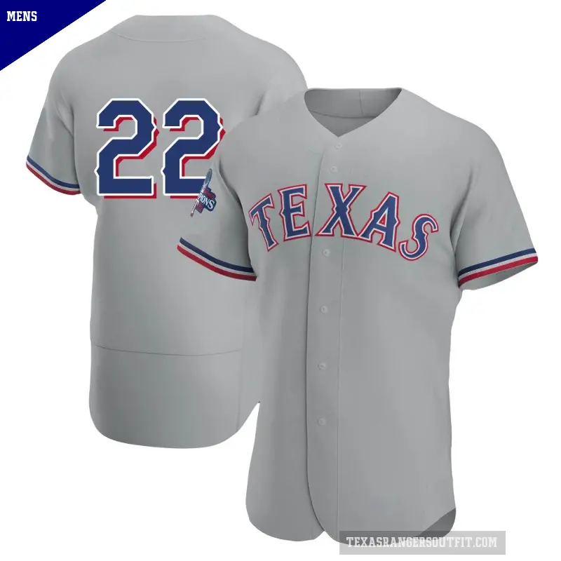 Men's No.22 Nick Martinez Texas Rangers Gray Authentic Road 2023 World Series Champions Jersey