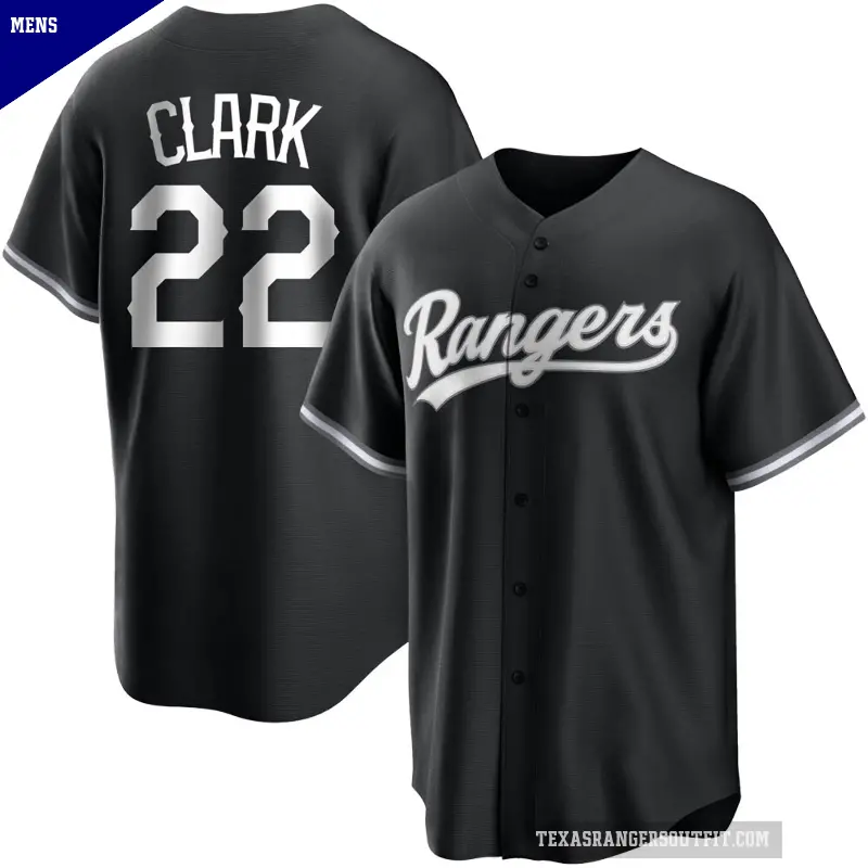 Men's No.22 Will Clark Texas Rangers Black/White Replica Jersey
