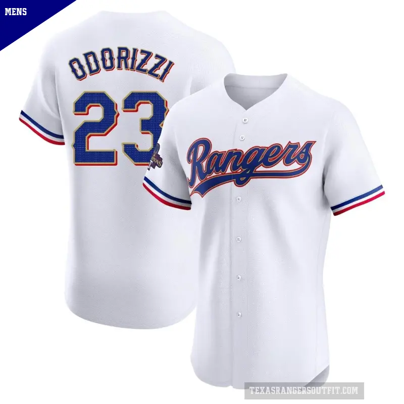 Men's No.23 Jake Odorizzi Texas Rangers Gold Elite White 2024 Collection Jersey