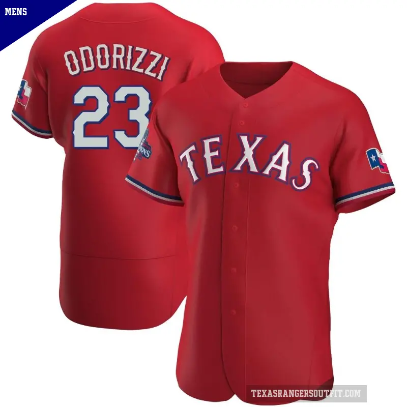 Men's No.23 Jake Odorizzi Texas Rangers Red Authentic Alternate 2023 World Series Champions Jersey