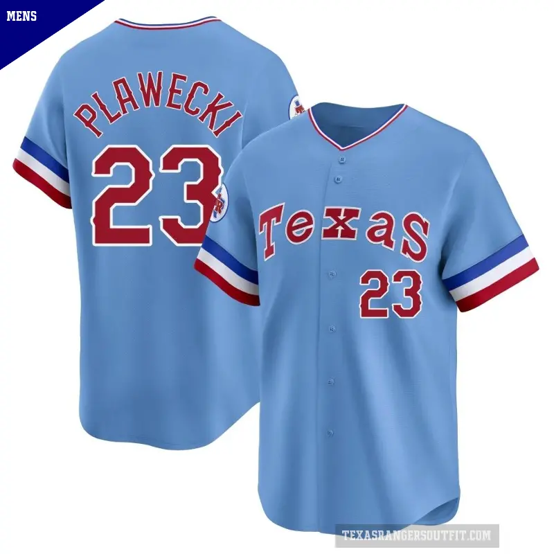 Men's No.23 Kevin Plawecki Texas Rangers Light Blue Limited Cooperstown Collection Jersey