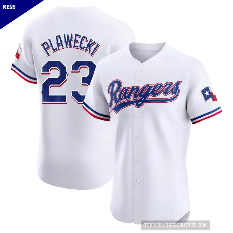 Men's No.23 Kevin Plawecki Texas Rangers White Elite Home Jersey