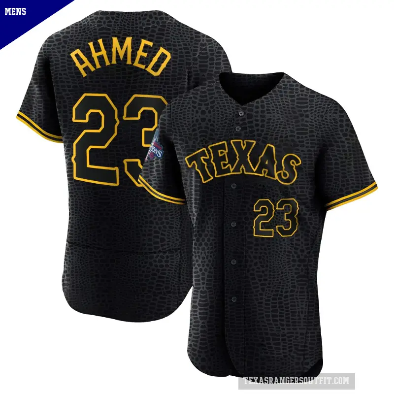 Men's No.23 Nick Ahmed Texas Rangers Black Authentic Snake Skin City 2023 World Series Champions Jersey
