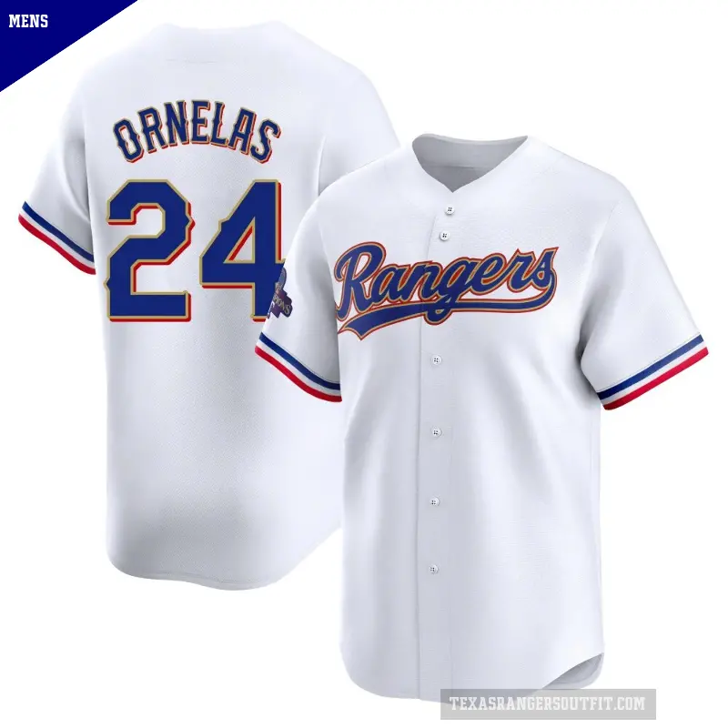 Men's No.24 Jonathan Ornelas Texas Rangers Gold Limited White 2024 Collection Jersey