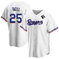 Men's No.25 Buddy Bell Texas Rangers White Replica Home 2023 World Series Jersey