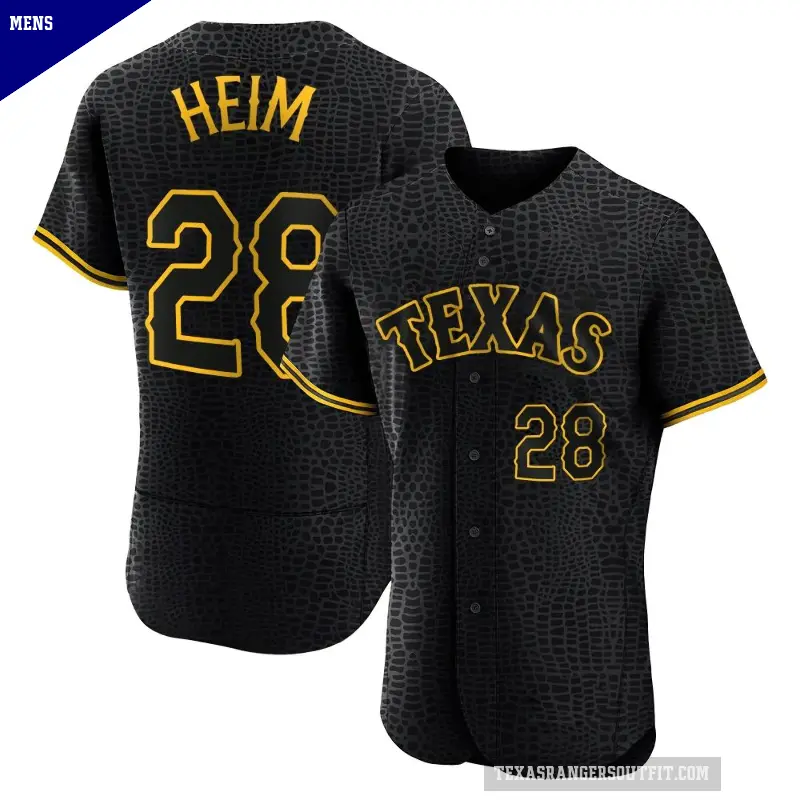 Men's No.28 Jonah Heim Texas Rangers Black Authentic Snake Skin City Jersey
