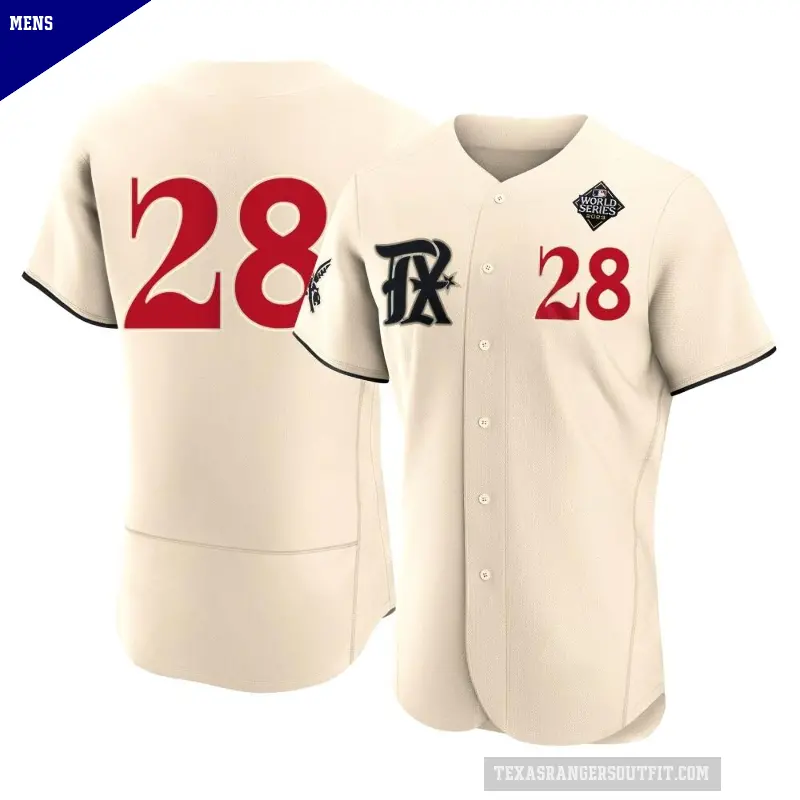 Men's No.28 Jonah Heim Texas Rangers Cream Authentic 2023 City Connect 2023 World Series Jersey