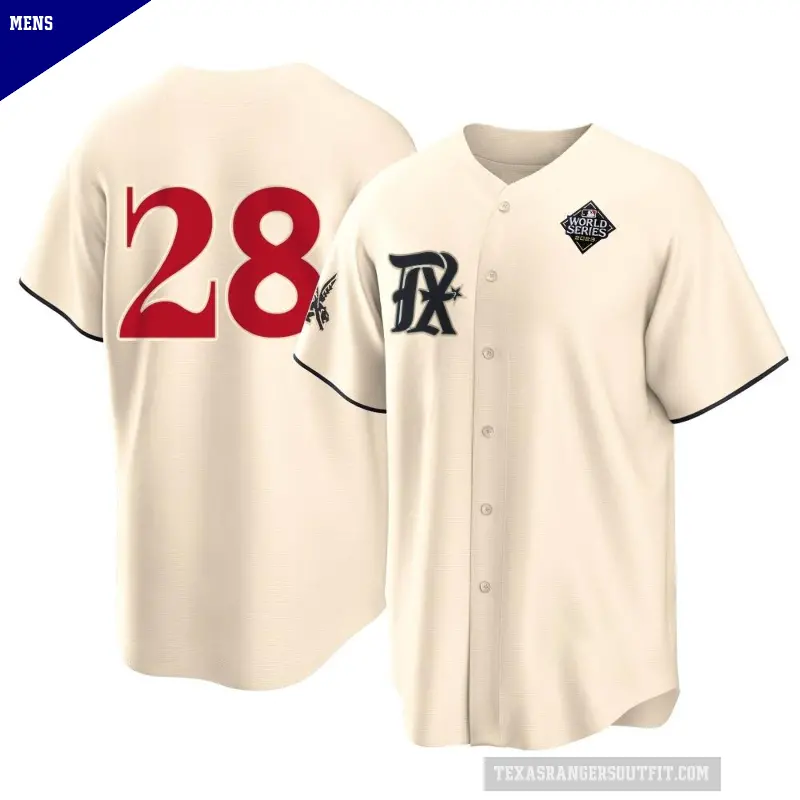 Men's No.28 Jonah Heim Texas Rangers Cream Replica 2023 City Connect 2023 World Series Jersey