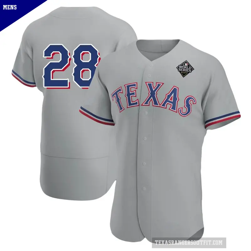 Men's No.28 Jonah Heim Texas Rangers Gray Authentic Road 2023 World Series Jersey
