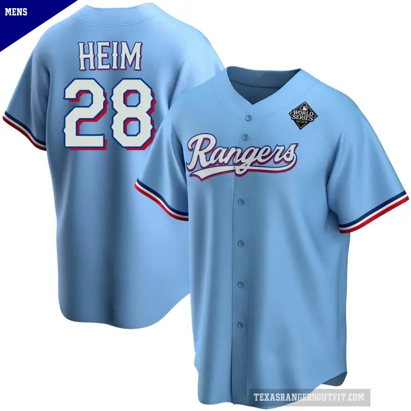 Men's No.28 Jonah Heim Texas Rangers Light Blue Replica Alternate 2023 World Series Jersey