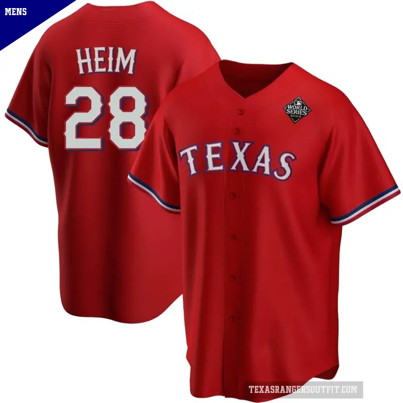 Men's No.28 Jonah Heim Texas Rangers Red Replica Alternate 2023 World Series Jersey