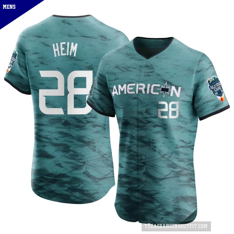 Men's No.28 Jonah Heim Texas Rangers Teal Elite American League Game Vapor Premier 2023 All-Star Jersey