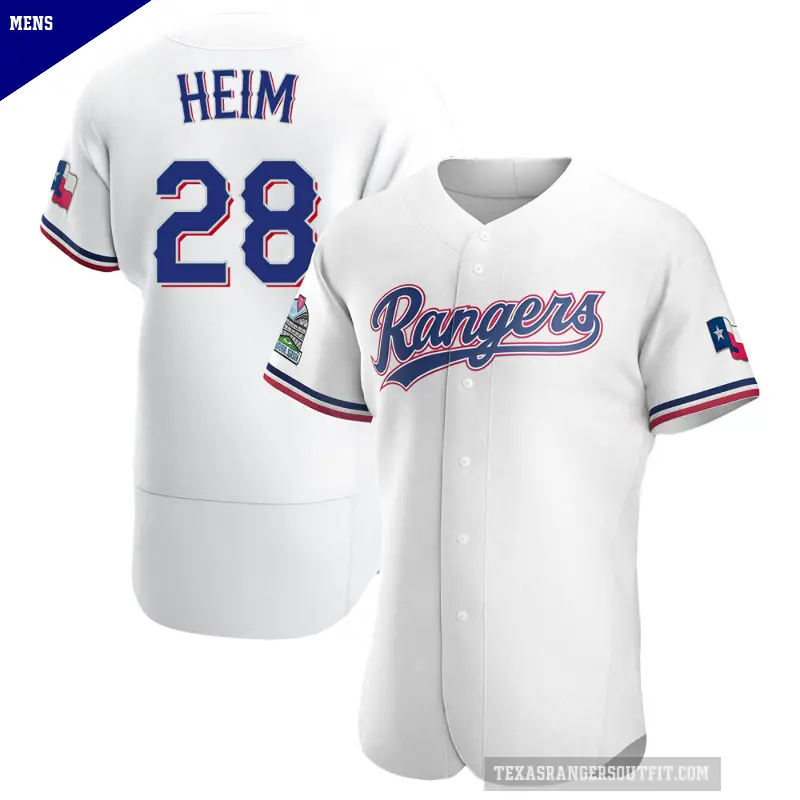 Men's No.28 Jonah Heim Texas Rangers White Authentic Home Jersey