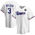 Men's No.3 Russell Wilson Texas Rangers White Replica Home 2023 World Series Jersey