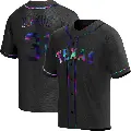 Men's No.31 Ferguson Jenkins Texas Rangers Black Replica Holographic Alternate Jersey