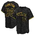 Men's No.32 Josh Hamilton Texas Rangers Black Replica Snake Skin City Jersey