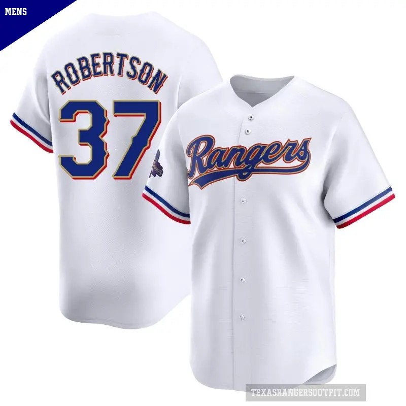 Men's No.37 David Robertson Texas Rangers Gold Limited White 2024 Collection Jersey