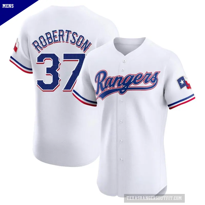 Men's No.37 David Robertson Texas Rangers White Elite Home Jersey
