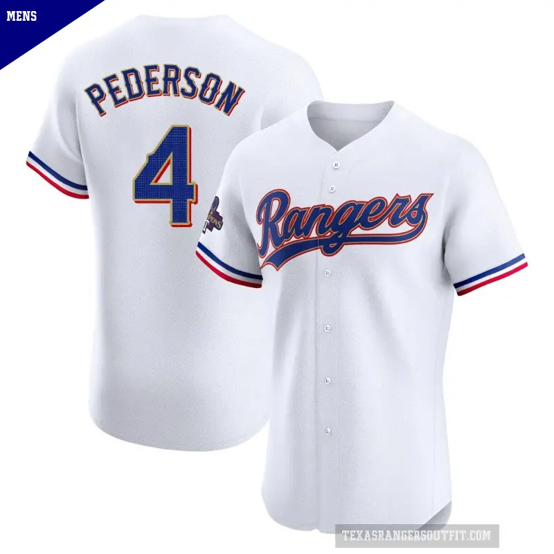 Men's No.4 Joc Pederson Texas Rangers Gold Elite White 2024 Collection Jersey