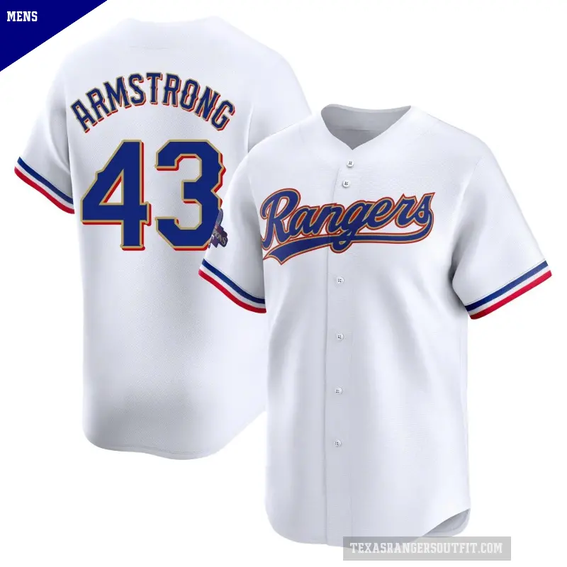 Men's No.43 Shawn Armstrong Texas Rangers Gold Limited White 2024 Collection Jersey
