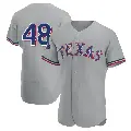 Men's No.48 Jacob deGrom Texas Rangers Gray Authentic Road 2023 World Series Champions Jersey