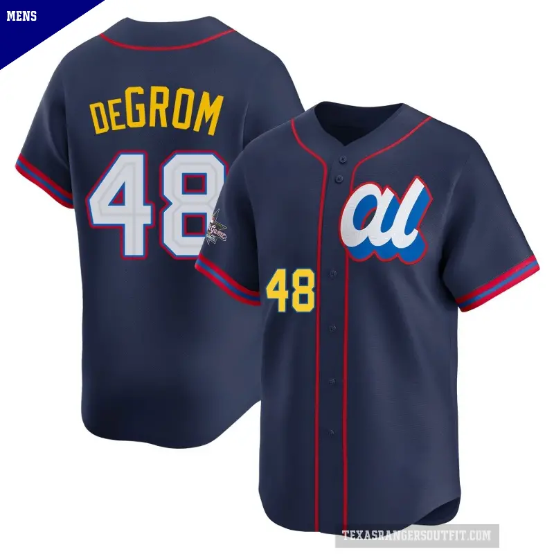 Men's No.48 Jacob deGrom Texas Rangers Navy Limited American League 2025 All-Star Edition Jersey