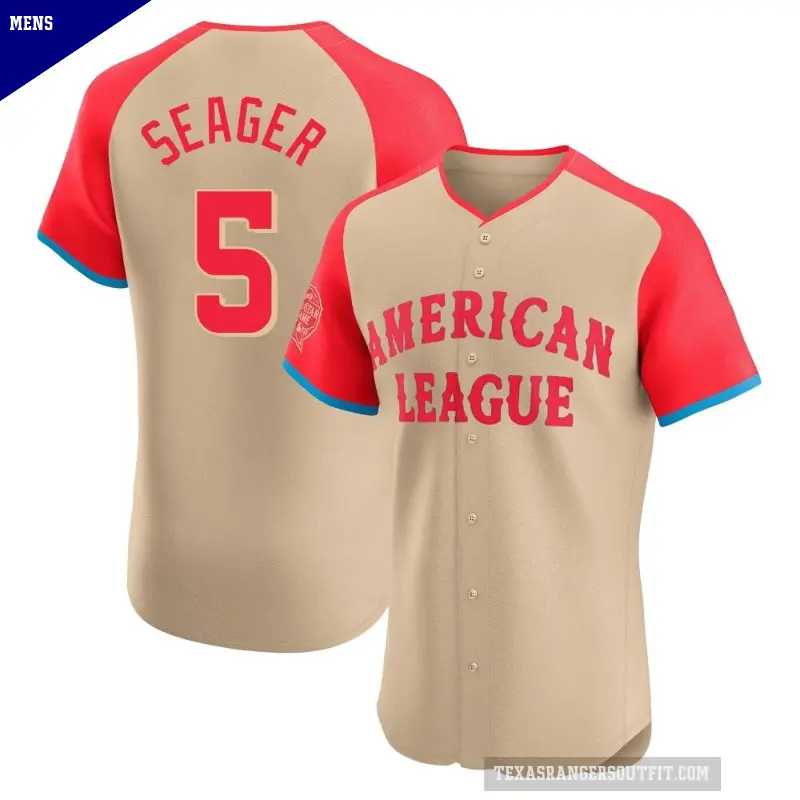 Men's No.5 Corey Seager Texas Rangers Cream Elite American League 2024 All-Star Game Jersey