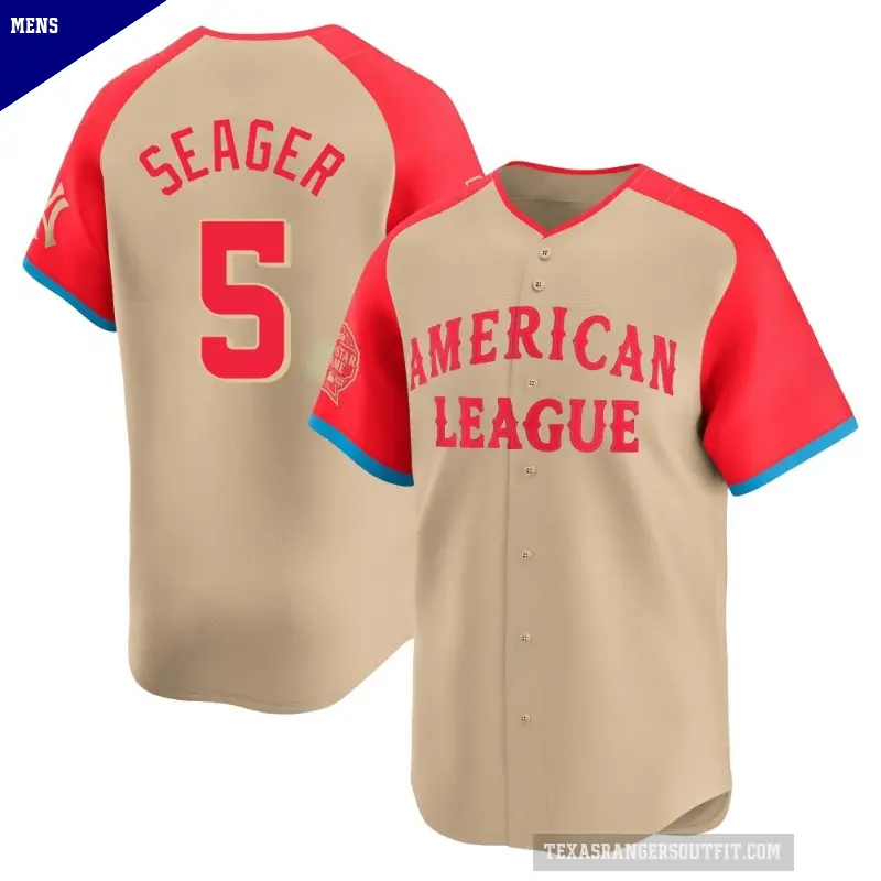 Men's No.5 Corey Seager Texas Rangers Cream Limited American League 2024 All-Star Game Jersey