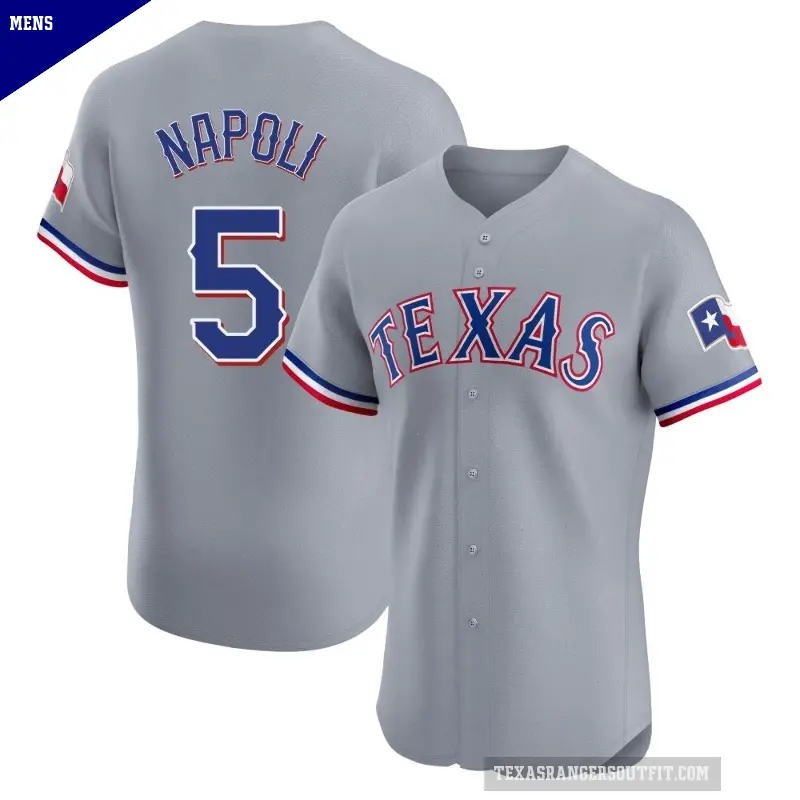 Men's No.5 Mike Napoli Texas Rangers Gray Elite Road Jersey