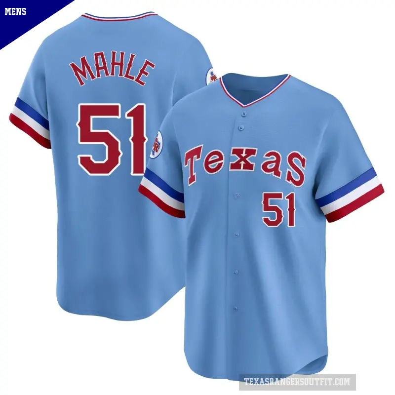 Men's No.51 Tyler Mahle Texas Rangers Light Blue Limited Cooperstown Collection Jersey