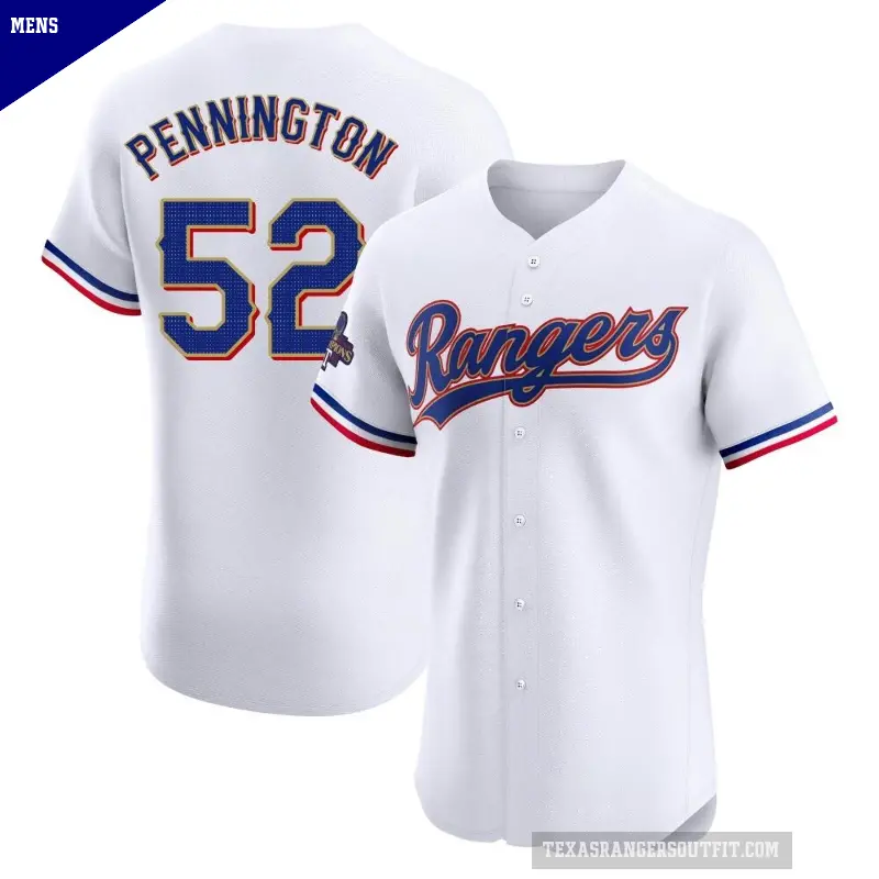 Men's No.52 Walter Pennington Texas Rangers Gold Elite White 2024 Collection Jersey