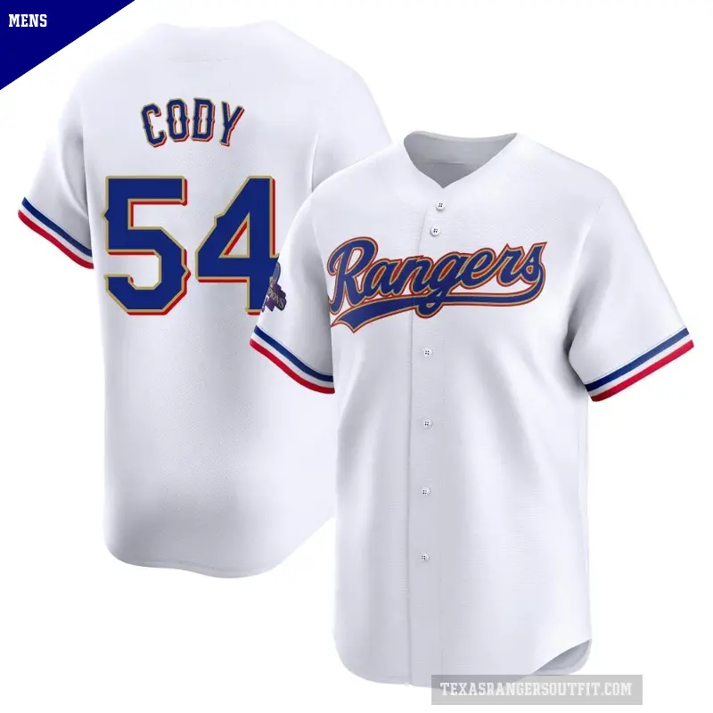 Men's No.54 Kyle Cody Texas Rangers Gold Limited White 2024 Collection Jersey