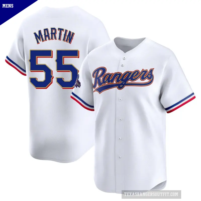 Men's No.55 Chris Martin Texas Rangers Gold Limited White 2024 Collection Jersey
