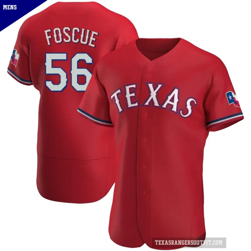 Men's No.56 Justin Foscue Texas Rangers Red Authentic Alternate Jersey
