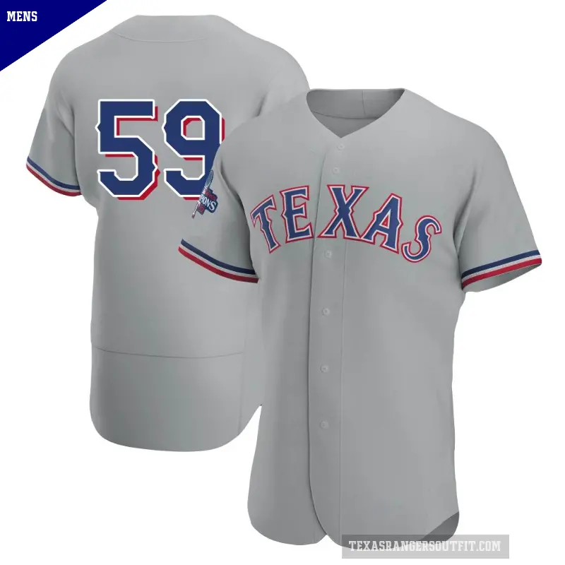 Men's No.59 Brett Martin Texas Rangers Gray Authentic Road 2023 World Series Champions Jersey