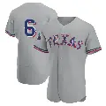 Men's No.6 Brett Nicholas Texas Rangers Gray Authentic Road 2023 World Series Champions Jersey