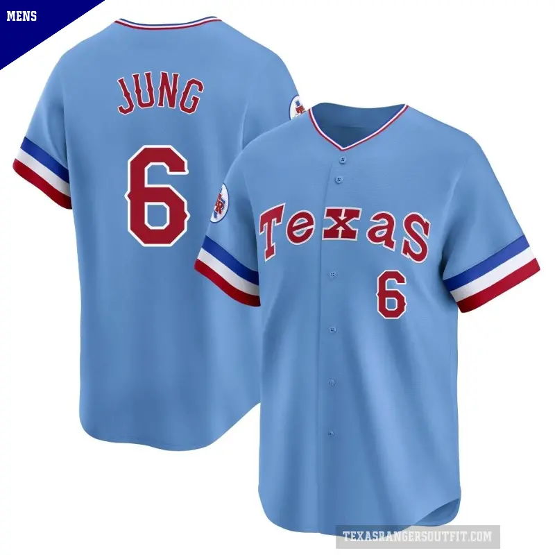 Men's No.6 Josh Jung Texas Rangers Light Blue Limited Cooperstown Collection Jersey