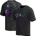Men's No.60 Cole Winn Texas Rangers Black Replica Holographic Alternate Jersey
