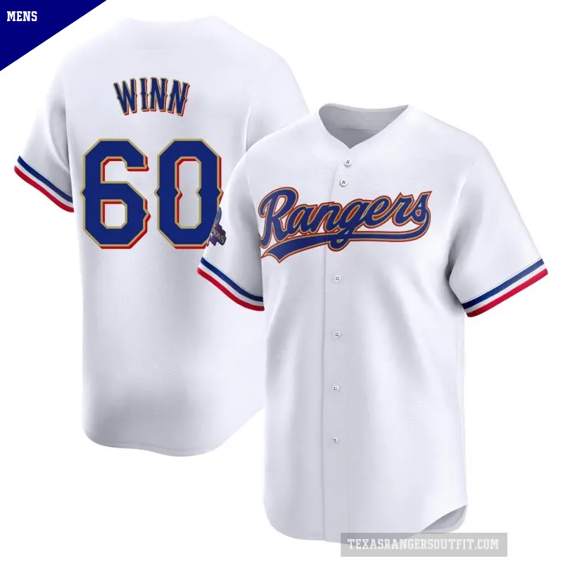 Men's No.60 Cole Winn Texas Rangers Gold Limited White 2024 Collection Jersey