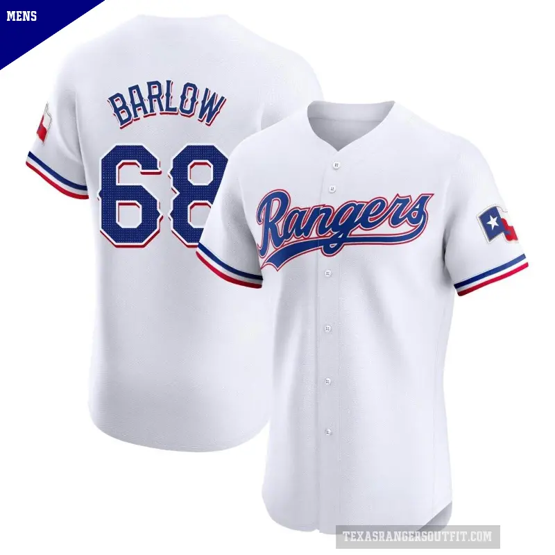 Men's No.68 Joe Barlow Texas Rangers White Elite Home Jersey